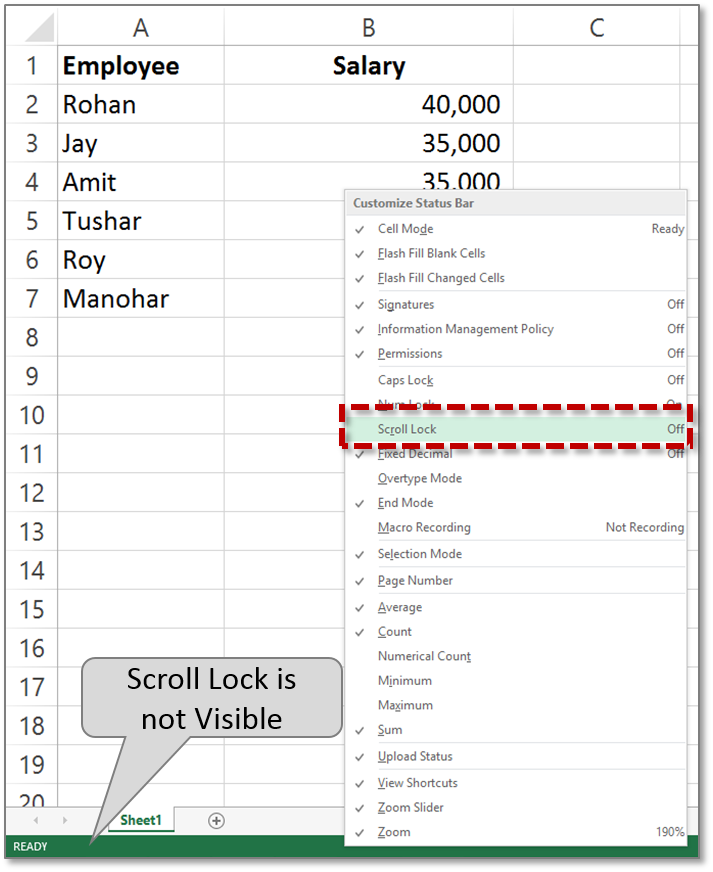 how to turn off scroll lock in excel for mac
